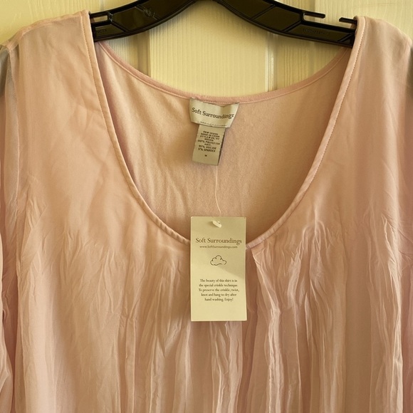 NWT Soft Surrounding pink crinkle half sleeve blouse Top Womens M fairycore - Picture 8 of 9